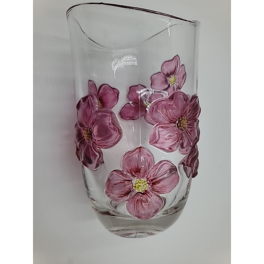 VTG Indiana Lancaster Colony Pink Cranberry Flashed Dogwood Vase Flowers Floral - Picture 10 of 11